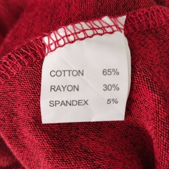 DOMANI Cotton Blend V Neck Long Sleeve Red Tunic Top Size Large NWT - Picture 7 of 7